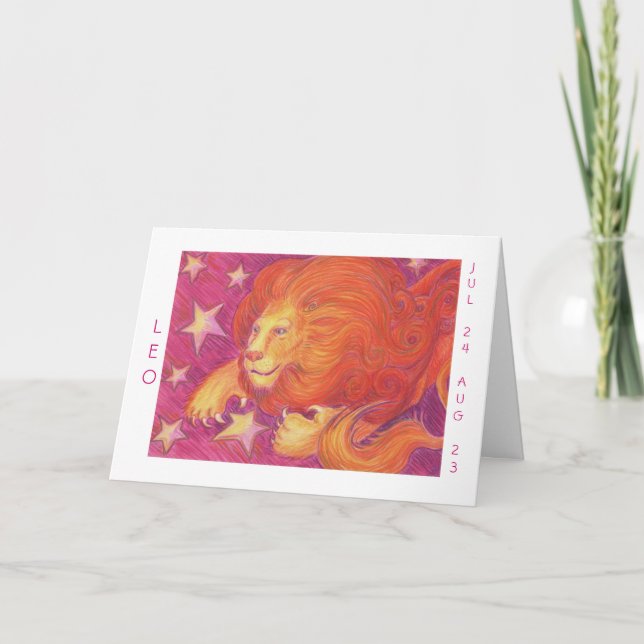 Zodiac Leo 'Happy Birthday' white border Card (Front)