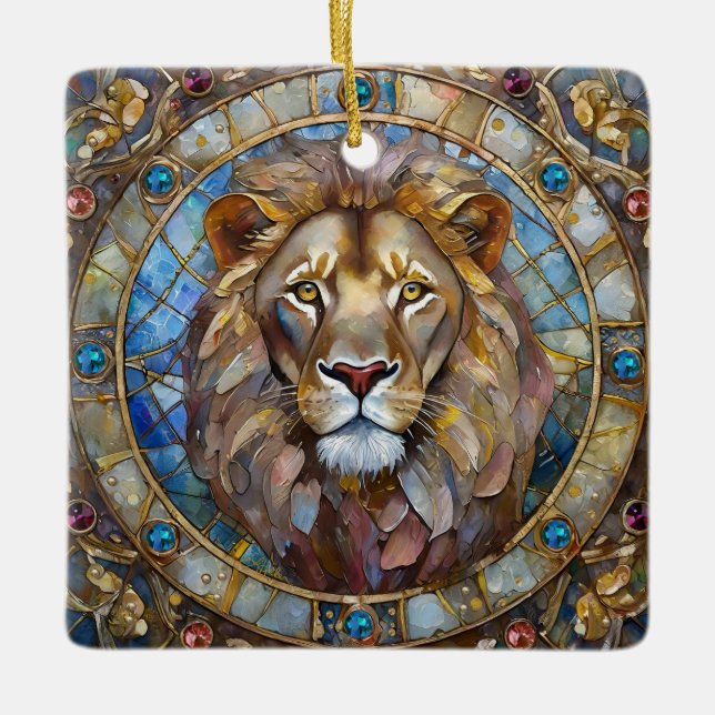 Zodiac - Leo the Lion Ceramic Ornament (Front)