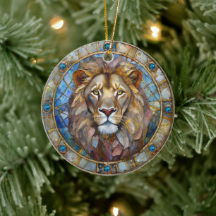 Zodiac - Leo the Lion Ceramic Tree Decoration