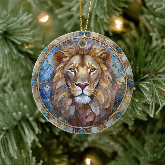 Zodiac - Leo the Lion Ceramic Tree Decoration (Tree)
