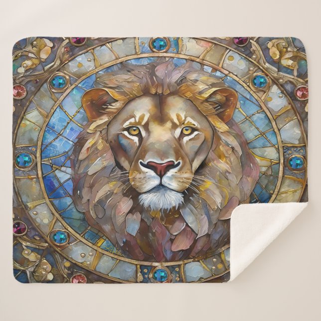Zodiac - Leo the Lion Sherpa Blanket (Front (Horizontal))