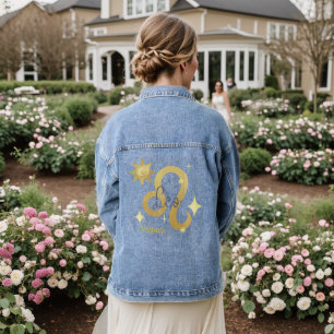 Zodiac Leo Watercolor Personalised Jean Denim Jacket