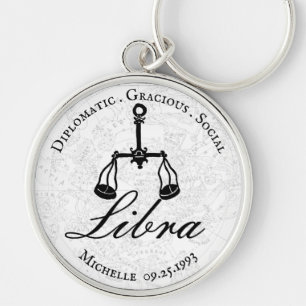 Zodiac Libra Astrology Personality White Custom  Key Ring