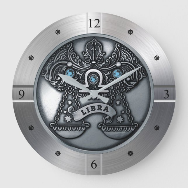 Zodiac ~ Libra ~ Celestial ~ Western Astrology ~  Large Clock (Front)