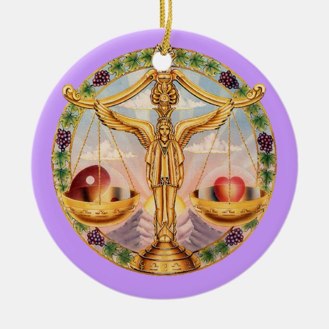 Zodiac Libra - Customise it! Ceramic Tree Decoration (Front)