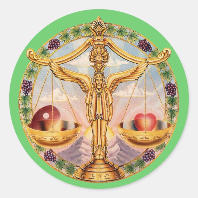 Zodiac Libra - Customise it! Classic Round Sticker (Front)