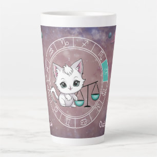Zodiac Libra Cute Cat Wheel Planet Astrology Latte Mug
