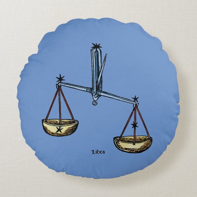 Zodiac: Libra In Colour Round Cushion (Front)