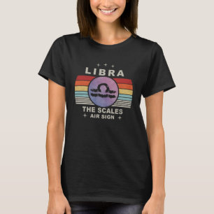 Zodiac Libra Retro Style The Scales Air Sign Astro T-Shirt