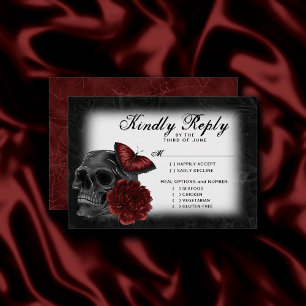 Zodiac Magic Crimson Henna Red Gothic Entree RSVP Card