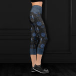 Zodiac Magic | Dark Navy Blue Gothic Skull Roses Capri Leggings<br><div class="desc">Unique wearable art! Sophisticated palette of mixed medium abstract textures add the perfect pop of colour for your personal style. Also transferable to school/office supplies, party accessories, or decor for an easy do-it-yourself home makeover room facelift! For other products or colours, visit the JustFharryn store @ Zazzle or contact the...</div>