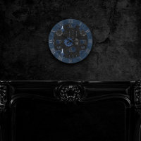 Zodiac Magic | Dark Navy Blue Gothic Skull Roses