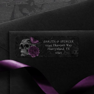 Zodiac Magic Dark Purple Plum Gothic Skull Roses