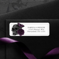 Zodiac Magic | Dark Purple Plum Gothic Skull Roses