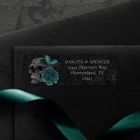 Zodiac Magic | Dark Teal Green Gothic Skull Roses