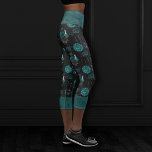 Zodiac Magic | Dark Teal Green Gothic Skull Roses Capri Leggings<br><div class="desc">Unique wearable art! Sophisticated palette of mixed medium abstract textures add the perfect pop of colour for your personal style. Also transferable to school/office supplies, party accessories, or decor for an easy do-it-yourself home makeover room facelift! For other products or colours, visit the JustFharryn store @ Zazzle or contact the...</div>