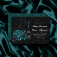 Zodiac Magic | Dark Teal Green Gothic Skull Roses