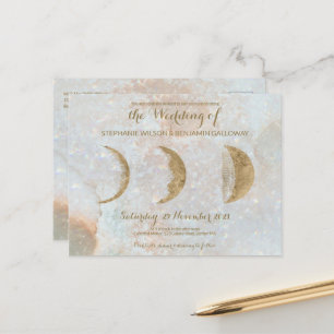 Zodiac Moon Ice Blue Celestial Gold Postcard