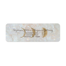 Zodiac Moon Ice Blue Celestial Gold Return Address