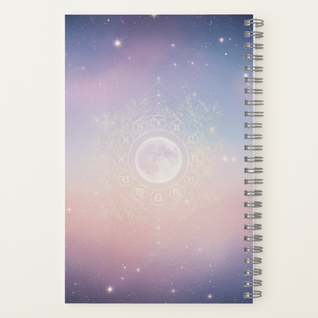 Zodiac & Moon Phase Celestial Notebook  (Back)