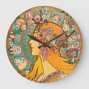 Zodiac, Mucha Large Clock