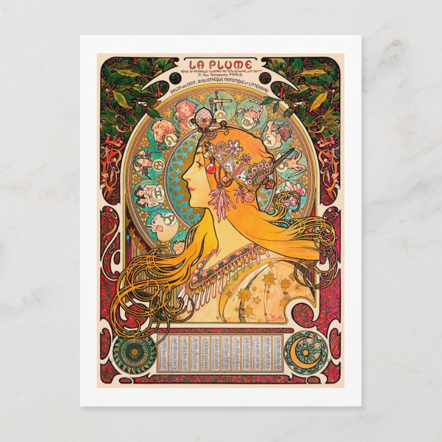 Zodiac, Mucha Postcard (Front)
