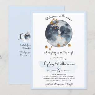 Zodiac Over The Moon Baby Shower Invitation