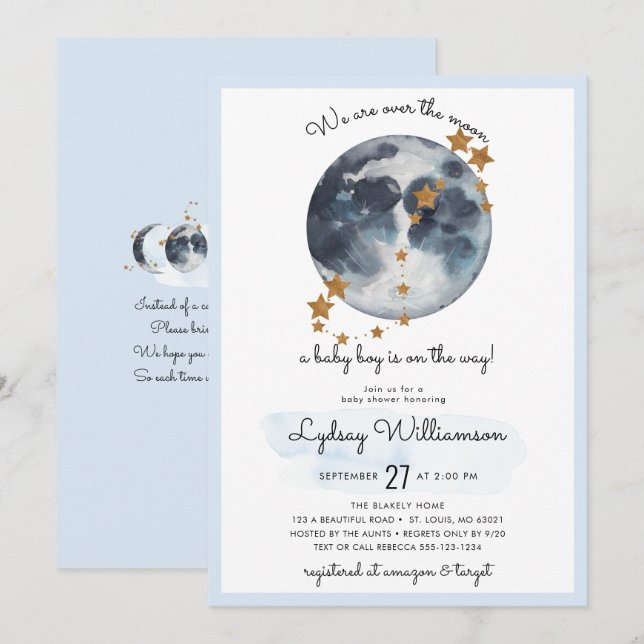 Zodiac Over The Moon Baby Shower Invitation (Front/Back)