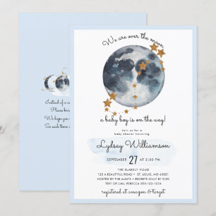 Zodiac Over The Moon Baby Shower Invitation