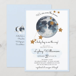 Zodiac Over The Moon Baby Shower Invitation