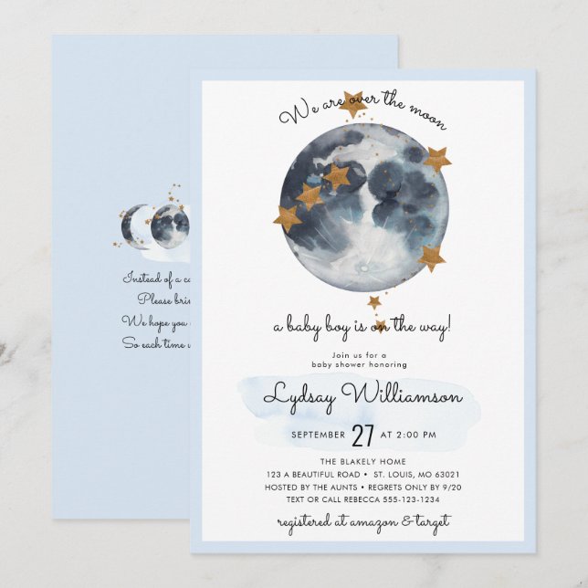 Zodiac Over The Moon Baby Shower Invitation (Front/Back)