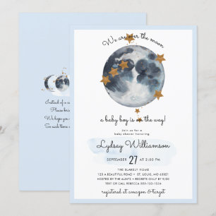 Zodiac Over The Moon Baby Shower Invitation