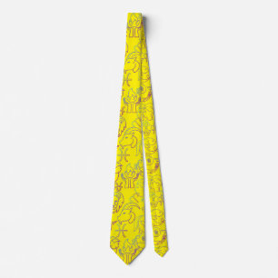 Zodiac Pattern. Luminous x4.b B Yellow BG Tie
