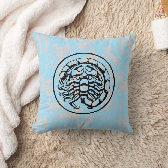 Zodiac Pattern Z02 - Scorpio.w L Blue BG Cushion (Blanket)