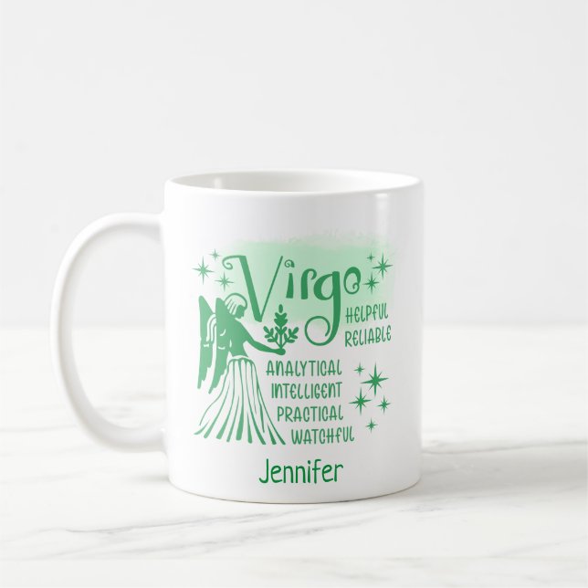 Zodiac Personalised Virgo Traits Horoscope Coffee  Coffee Mug (Left)