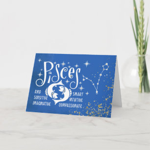 Zodiac Pisces Birthday With Sign Constellation Card