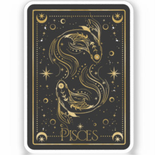 Zodiac Pisces Black & Gold Die-Cut Vinyl Sticker