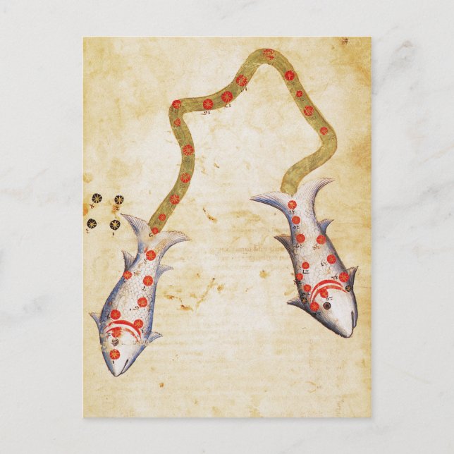 Zodiac: Pisces, C1350 Postcard (Front)