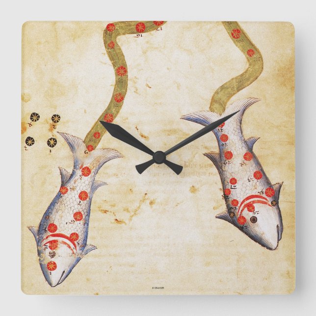 Zodiac: Pisces, C1350 Square Wall Clock (Front)