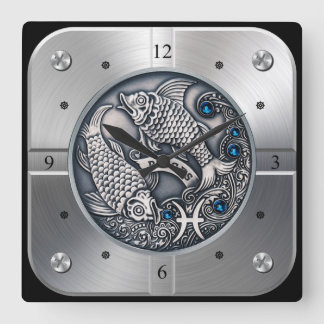 Zodiac ~ Pisces ~ Celestial ~ Western Astrology ~ Square Wall Clock