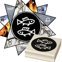 Zodiac Pisces Circle Rubber Stamp