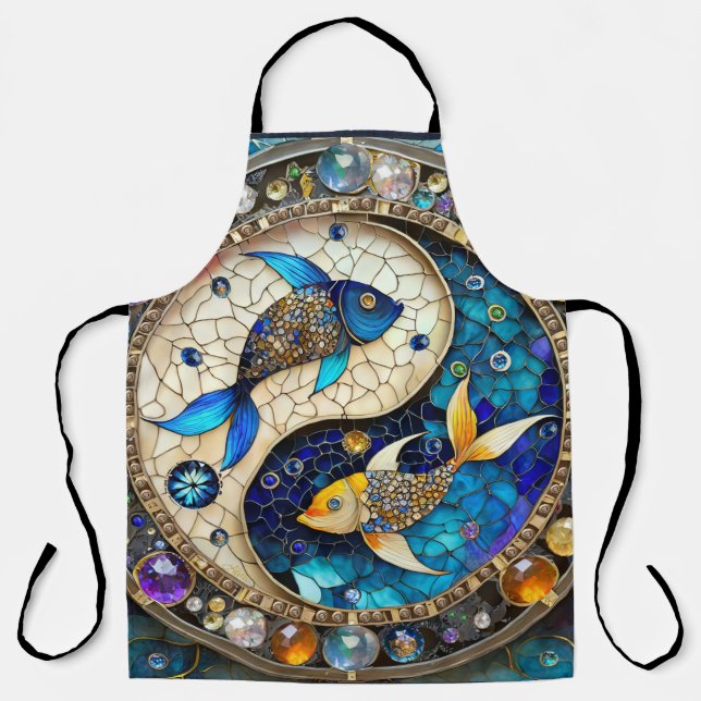 Zodiac - Pisces Fish Yin and Yang Apron (Front)