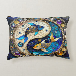 Zodiac - Pisces Fish Yin and Yang Decorative Cushion