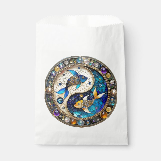 Zodiac - Pisces Fish Yin and Yang Favour Bags (Front)