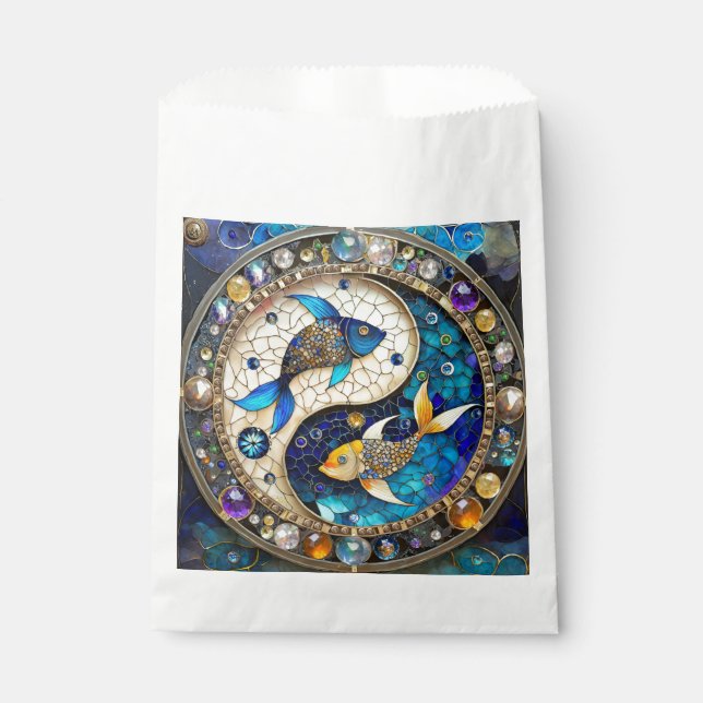 Zodiac - Pisces Fish Yin and Yang Favour Bags (Front)