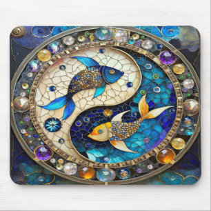 Zodiac - Pisces Fish Yin and Yang Mouse Mat