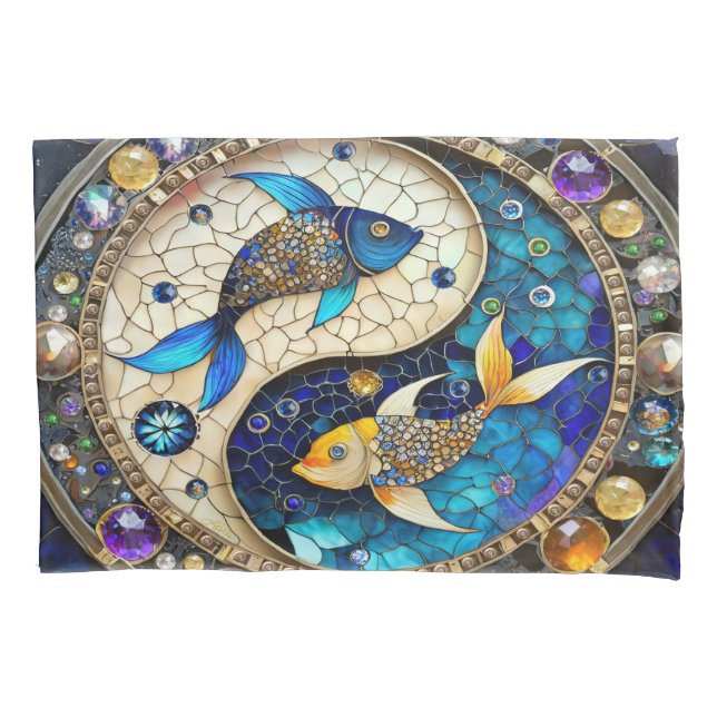 Zodiac - Pisces Fish Yin and Yang Pillowcase (Front)