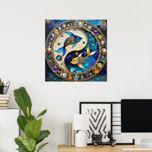 Zodiac - Pisces Fish Yin and Yang Poster
