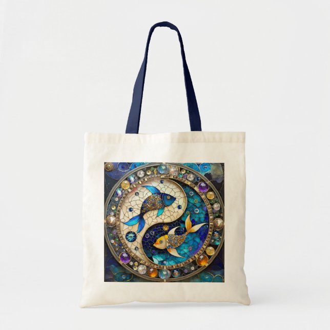 Zodiac - Pisces Fish Yin and Yang Tote Bag (Front)