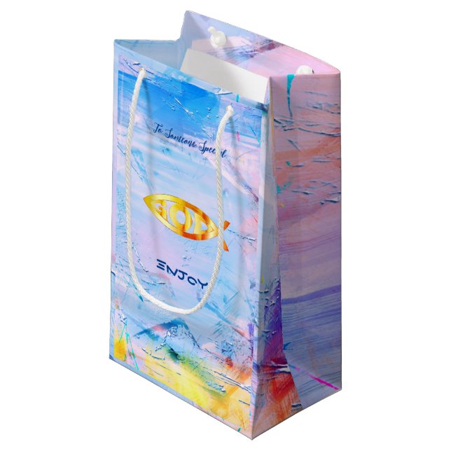 Zodiac Pisces Fishes Small Gift Bag (Front Angled)